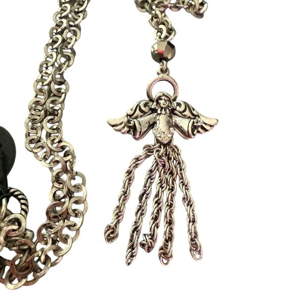 Jim Shore Silver Tone Angel Pendant Tassel Necklace NEW - Picture 1 of 10